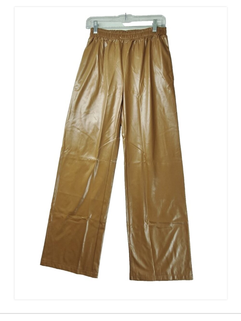 Brown faux leather wide leg pants Women's Small